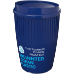 Vaso reutilizable de plástico reciclado una pared 350ml color azul vista con logo