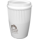 Vaso reutilizable de plástico reciclado una pared 350ml color blanco vista impresa logo 2