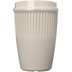 Vaso reutilizable de plástico reciclado una pared 350ml color arena segunda vista frontal