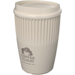 Vaso reutilizable de plástico reciclado una pared 350ml color arena vista impresa logo 2