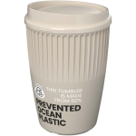 Vaso reutilizable de plástico reciclado una pared 350ml color arena vista con logo