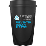 Vaso de una pared con tapa 360° y reborde aislante 350ml color negro segunda vista con logo