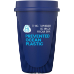 Vaso de una pared con tapa 360° y reborde aislante 350ml color azul segunda vista con logo