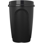 Vaso reutilizable con tapa clip y reborde aislante 350ml color negro segunda vista frontal