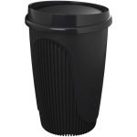 Vaso reutilizable con tapa clip y reborde aislante 350ml color negro