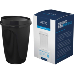 Vaso reutilizable con tapa clip y reborde aislante 350ml color negro cuarta vista