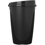 Vaso reutilizable con tapa clip y reborde aislante 350ml color negro segunda vista lateral