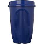 Vaso reutilizable con tapa clip y reborde aislante 350ml color azul segunda vista frontal