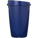 Vaso reutilizable con tapa clip y reborde aislante 350ml color azul vista lateral