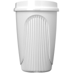 Vaso reutilizable con tapa clip y reborde aislante 350ml color blanco segunda vista frontal