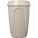 Vaso reutilizable con tapa clip y reborde aislante 350ml color arena segunda vista frontal