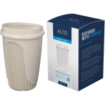 Vaso reutilizable con tapa clip y reborde aislante 350ml color arena cuarta vista
