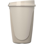 Vaso reutilizable con tapa clip y reborde aislante 350ml color arena segunda vista lateral
