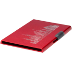 Tarjetero magnético con protección RFID y materiales reciclados color rojo vista impresa logo 2