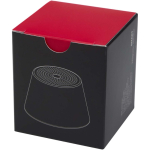 Altavoz magnético compacto con acabado en aluminio y potencia 3W color negro segunda vista con caja