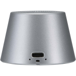 Altavoz magnético compacto con acabado en aluminio y potencia 3W color plateado segunda vista trasera