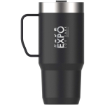 Taza térmica con tapa antiderrames y doble pared 473ml Stanley color negro vista impresa logo 2