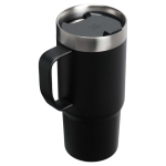 Taza térmica con tapa antiderrames y doble pared 473ml Stanley color negro tercera vista trasera