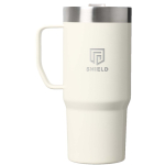 Taza térmica con tapa antiderrames y doble pared 473ml Stanley color beige vista impresa logo 2