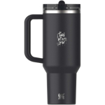 Vaso térmico con pajita abatible a prueba de fugas 1,18L Stanley color negro vista impresa logo 2