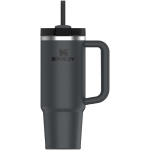 Vaso termo con tapa giratoria y pajita reutilizable 890ml Stanley color negro segunda vista frontal