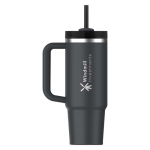 Vaso termo con tapa giratoria y pajita reutilizable 890ml Stanley color negro vista impresa logo 2