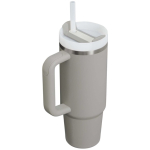 Vaso termo con tapa giratoria y pajita reutilizable 890ml Stanley color gris segunda vista trasera