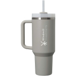 Vaso termo con tapa giratoria y pajita reutilizable 890ml Stanley color gris vista impresa logo 2