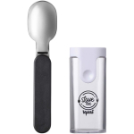 Cuchara plegable con estuche protector que no contiene BPA Mepal color negro vista impresión tampografía