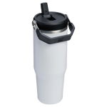 Vaso térmico con pajita abatible a prueba de fugas 890ml Stanley color blanco segunda vista trasera