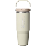 Vaso térmico con pajita abatible a prueba de fugas 890ml Stanley color beige vista impresa logo 2