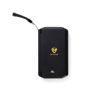 Powerbank solar plegable con carga rápida Nordic Drift Titan 10000mAh color negro vista con logo
