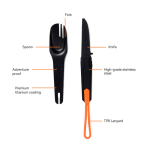 Cubiertos 4 en 1 para exteriores en acero inox Nordic Drift Trail color negro