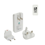 Cargador plano ultrafino con clavijas viaje y USB-C 65W color blanco vista de impresión