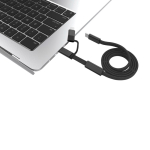 Cable de carga rápida 2 en 1 trenzado anti enredos 60W 120cm color negro tercera vista
