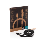 Cable de carga rápida 2 en 1 trenzado anti enredos 60W 120cm color negro vista con caja
