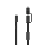 Cable de carga rápida 2 en 1 trenzado anti enredos 60W 120cm color negro