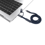 Cable de carga rápida 2 en 1 trenzado anti enredos 60W 120cm color azul tercera vista
