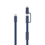 Cable de carga rápida 2 en 1 trenzado anti enredos 60W 120cm color azul