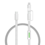 Cable de carga rápida 2 en 1 trenzado anti enredos 60W 120cm color gris vista con logo