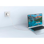 Cable de carga rápida 2 en 1 trenzado anti enredos 60W 120cm color gris vista de ambiente