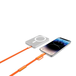 Cable de carga rápida 2 en 1 trenzado anti enredos 60W 120cm color naranja segunda vista