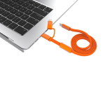Cable de carga rápida 2 en 1 trenzado anti enredos 60W 120cm color naranja tercera vista