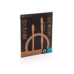 Cable de carga rápida 2 en 1 trenzado anti enredos 60W 120cm color naranja segunda vista con caja
