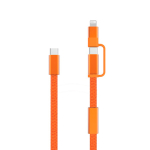 Cable de carga rápida 2 en 1 trenzado anti enredos 60W 120cm color naranja