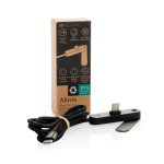 Cable carga USB-C a USB-C con soporte ajustable para móvil 65W color negro vista con caja