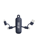 Cable llavero de plástico reciclado 4 en 1 de carga rápida 100W color azul vista de impresión