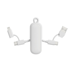 Cable llavero de plástico reciclado 4 en 1 de carga rápida 100W color blanco