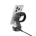Cargador inalámbrico plegable 3 en 1 con carga ultrarrápida 25W color gris sexta vista