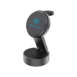 Cargador inalámbrico plegable 3 en 1 con carga ultrarrápida 25W color gris vista con logo